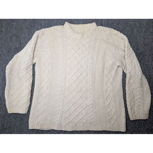 Chunky Crewneck Cable Knit Sweater Women's Size‎ Medium Ivory Cream Flaws READ